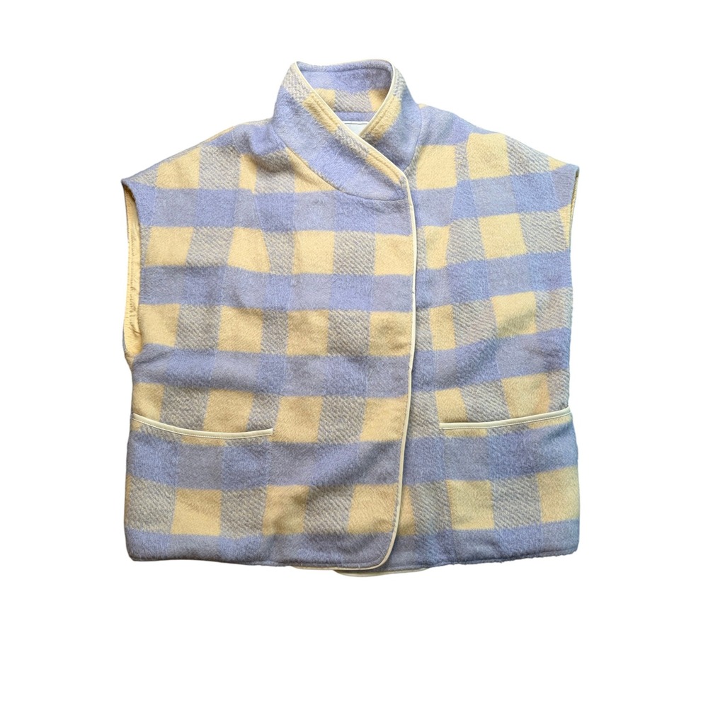 Anthropologie Andersen & Lauth Vest Purple Yellow Checkered Wool Blend Mod OS